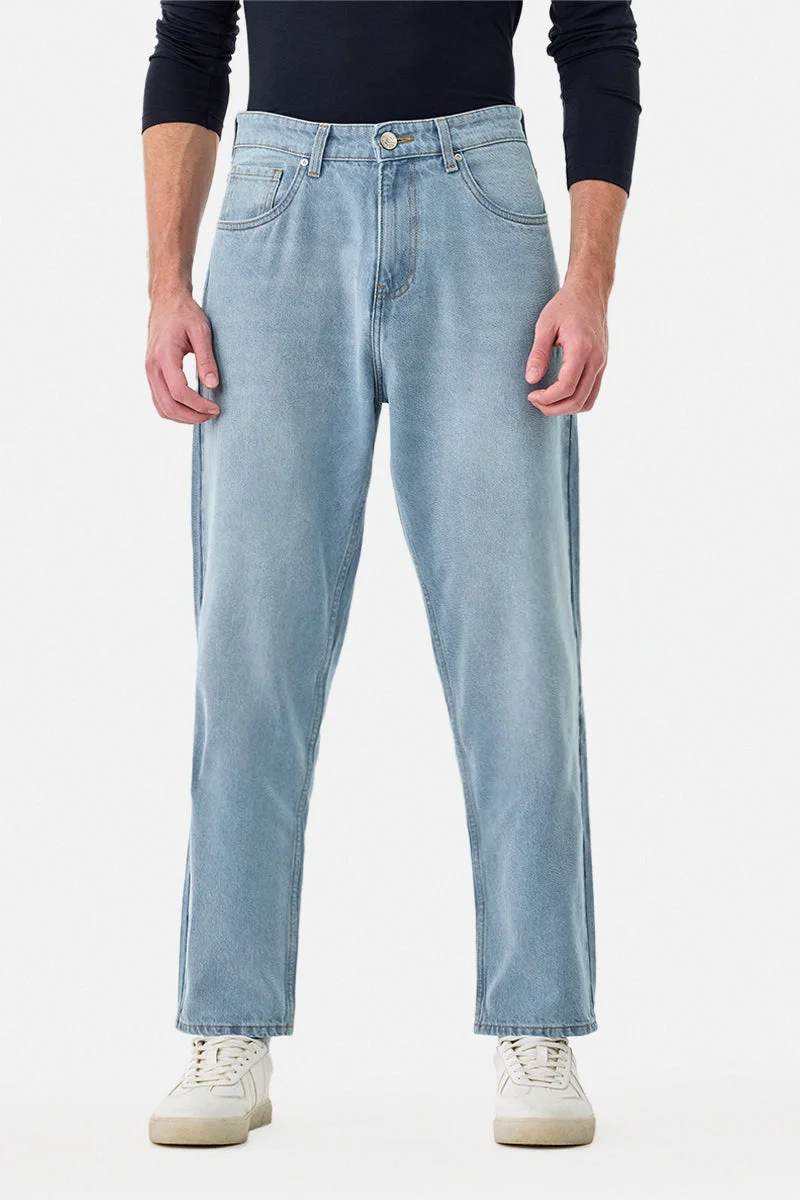 SNITCH Blue Washed Baggy Jeans for Men | Best Price UAE